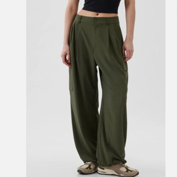 Gap Cargo Joggers Womens Large Green High Rise Lightweight Relaxed Pants - Picture 1 of 13